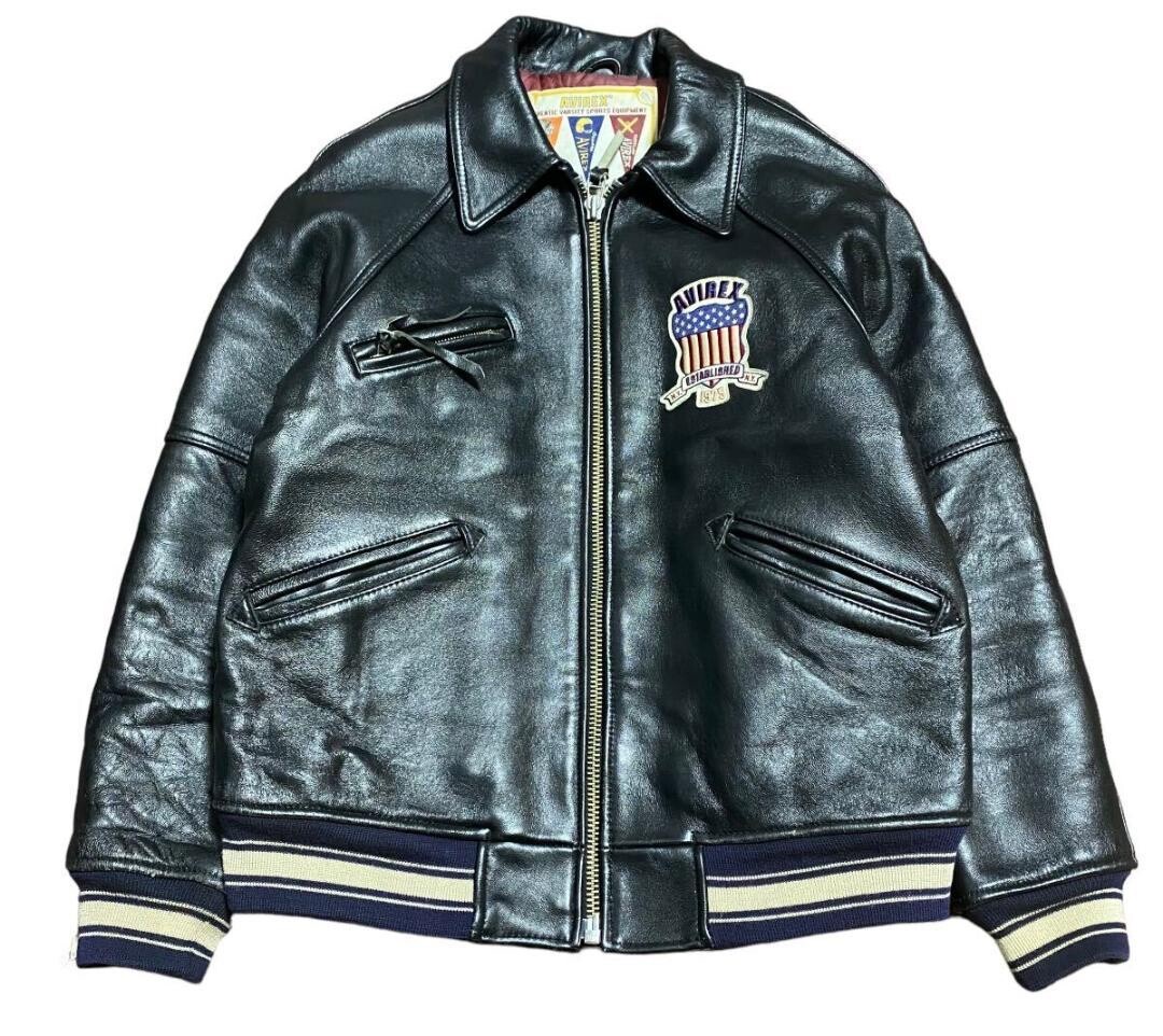 Avirex USA Authentic Varsity Leather Jacket Size L | eBay