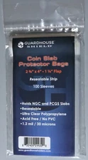 100 Coin Protector Sleeve Bags PCGS NGC Slabs Resealable Guardhouse Acid Free