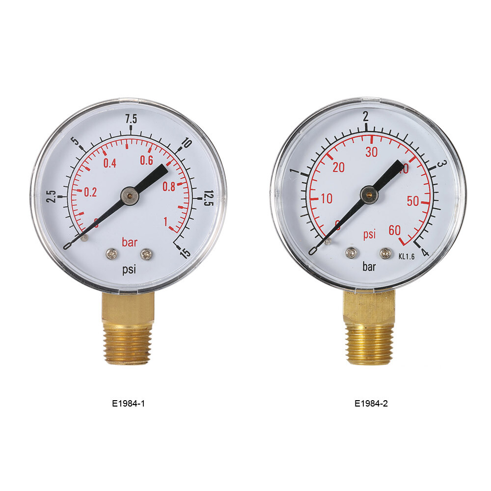 Pressure Gauge, 50mm Dial 1/4 BSPT Axial Pressure Gauge For Air, Water, Oil And Gas(0-300psi 0-20bar