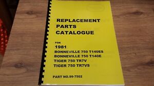TRIUMPH TR7T TIGER T140E BONNEVILLE TR65 PARTS BOOK MANUAL 1982 TP54 99-7507