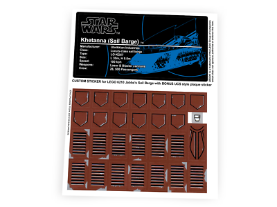 CUSTOM STICKERS for STAR WARS Set 6210 75020 JABBA'S SAIL BARGE