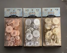 NEW Sew-ology Sewology Assorted Buttons Ivory, White, Pink Buttons
