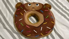 Monkey Sprinkle Chocolate Donut Plush Pillow or Seat Cushion 15"X14"