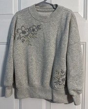 Abercrombie Kids Crewneck Sweatshirt with Floral Embroidery Size 7/8