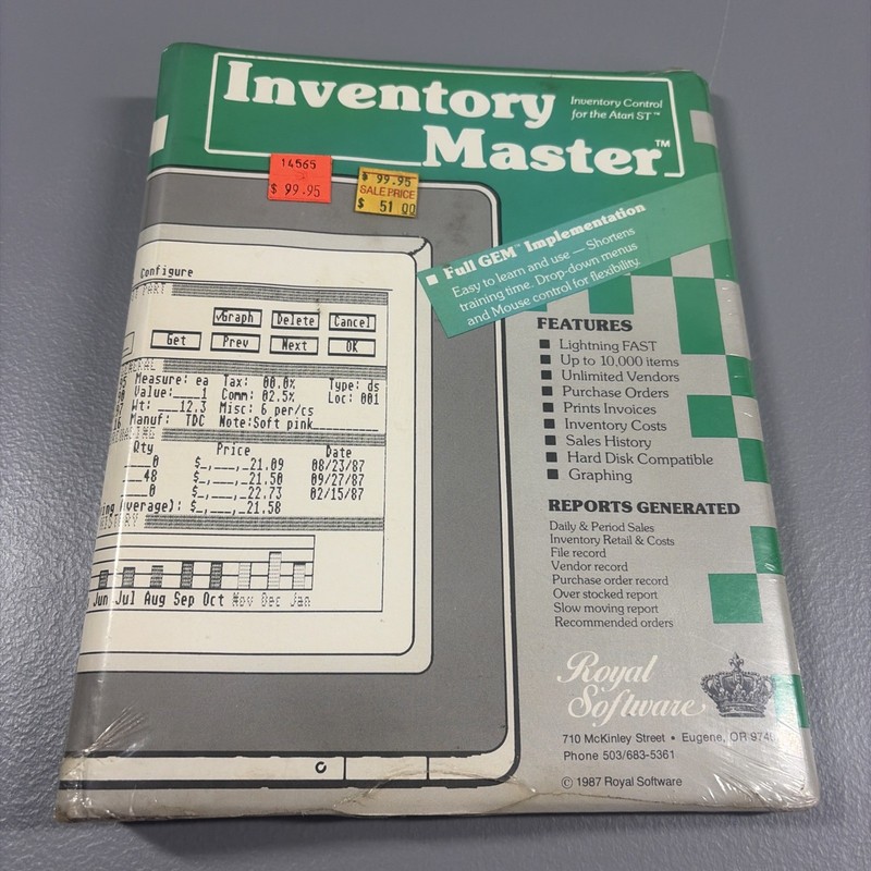 Vintage Atari Software - Inventory Master Atari ST Binder Royal Software Sealed