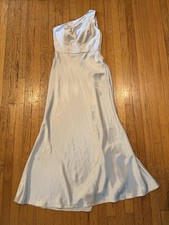 Jenny Yoo Lena Dress Womens 10 Latte Satin One Shoulder Gown Bridesmaid Formal