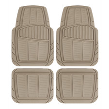 Auto Drive 4pc Premium Rubber Floor Mats Tan Universal Fit Cars Trucks Suvs