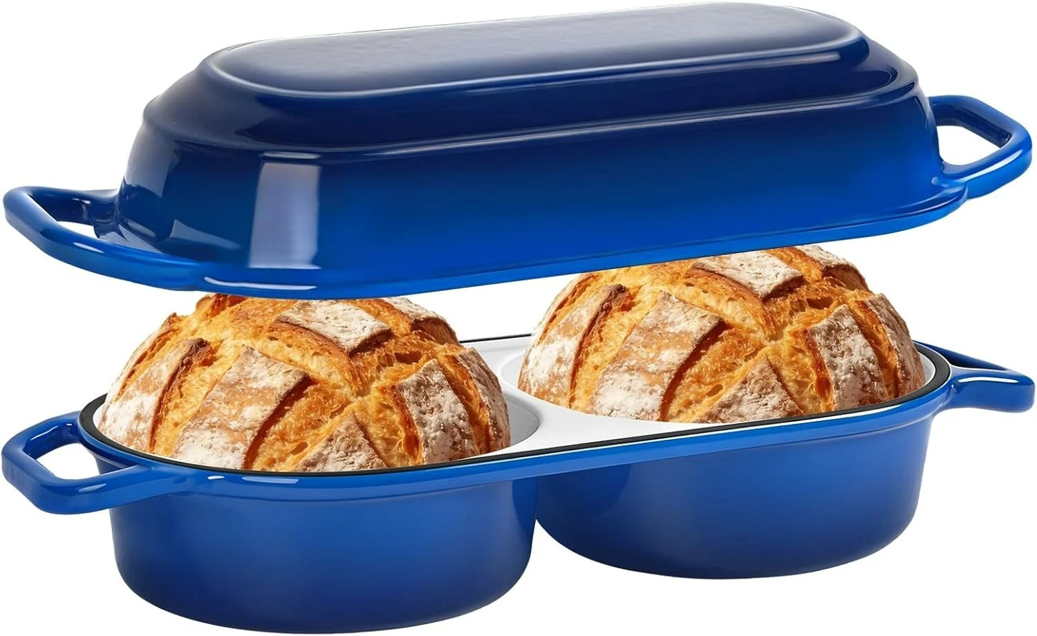 Mini Double Dutch Oven for Sourdough, 2.2QT Enameled Cast Iron Pot