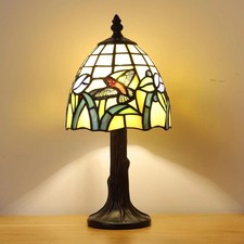 Small Tiffany Table Lamp3 Color Temperature Hummingbird Stained Glass Table L...