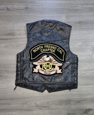 Vintage Harley Davidson Owners Group HOG Black Leather Vest w/Patches Size M