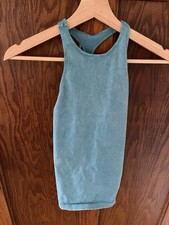 Free People Movement Blue Teal Ribbed Exercise Tank Top XS VGUC