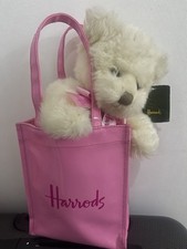 Harrods Vintage Bear in a Bag Pink Plush With Pink Ribbon With Tags