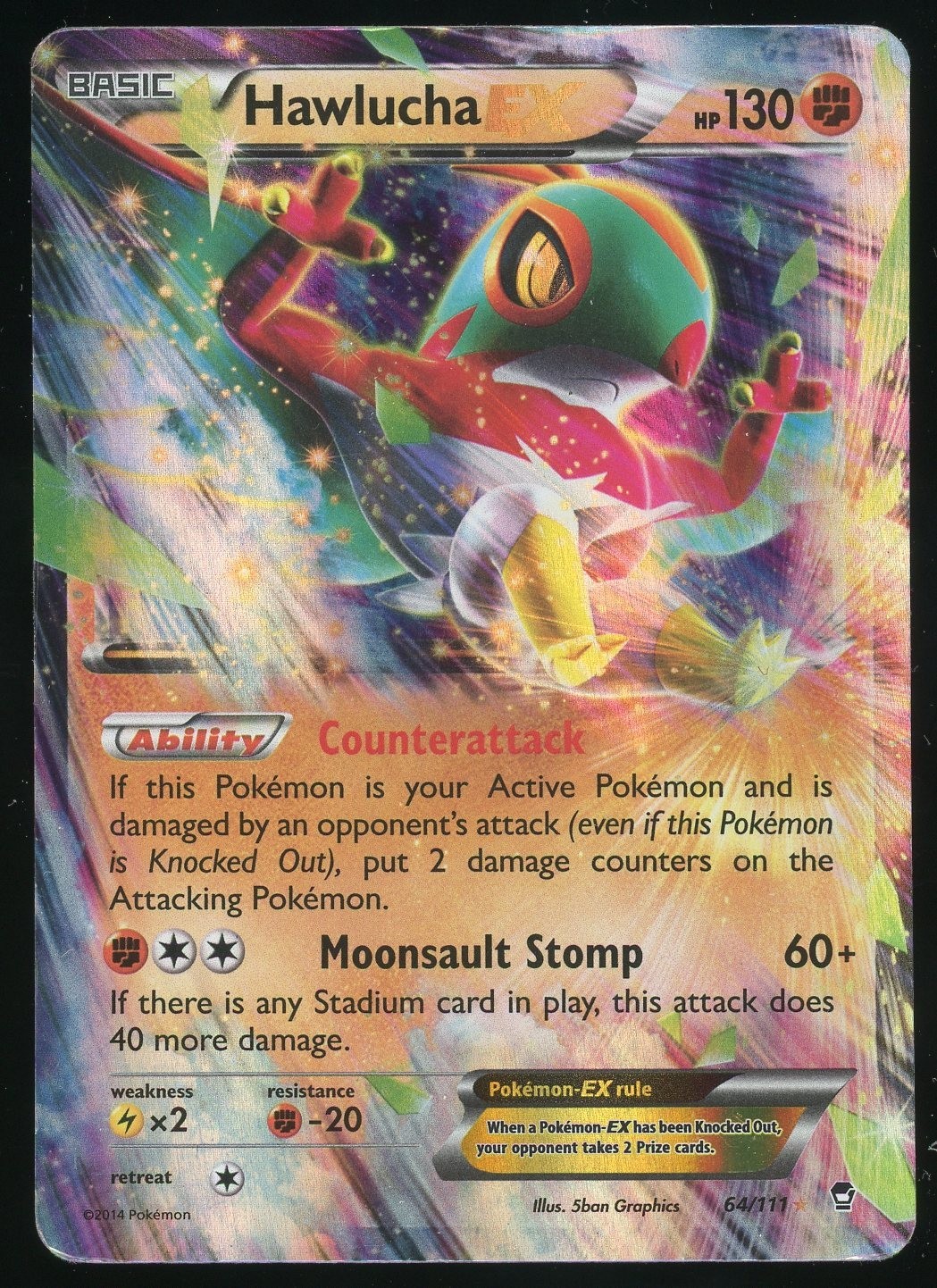 Pokemon Hawlucha EX Holo Ultra Rare XY Furious Fists Unlimited 64/111 LP