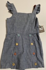 Matilda Jane Romper size 10 Blue White Striped Denim Moments With You NEW/TAGS