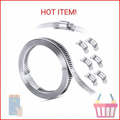 Steelsoft DIY Hose Clamp System Kit - 9.8 FT Band + 6 Fasteners, 304 Stainless S