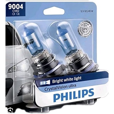 2x Philips 9004 CVB2 CrystalVision Ultra Upgraded White Headlight Bulb (JS9)