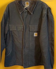 Carhartt Jacket Mens Size XL 48 C03 BLK Duck Canvas Full Zip Logo Barn Work Worn