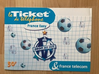 Bel encart Ticket téléphone Olympique de Marseille tirage 1000 exemplaires