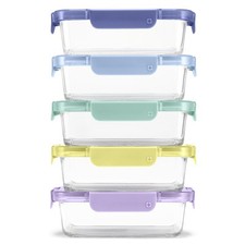 Ello Color Lock 3.4 Cup 10PC 5 Pack Glass Meal Prep Sets Leak-Proof Glass Foo...