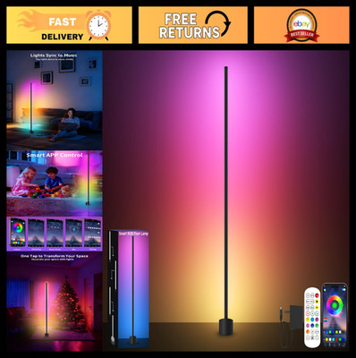 RGB Corner Floor Lamp - Smart App & Remote Control, Color Changing Mood Lighting