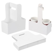 10Pcs 2 Cup Drink Carrier Handle Kraft Paperboard to Go Coffee Cup Holder White