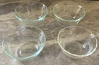 VTG 4 Pyrex 463 Custard Cups Ramekins 6 oz 175ml Clear-3 flat rim-1 scallop edge