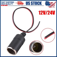 Universal 12V/24V Car Cigarette Lighter Charger Cable Female Socket Plug Adapter