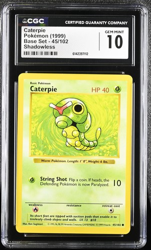Caterpie (Shadowless) graded CGC 10 for sale on eBay