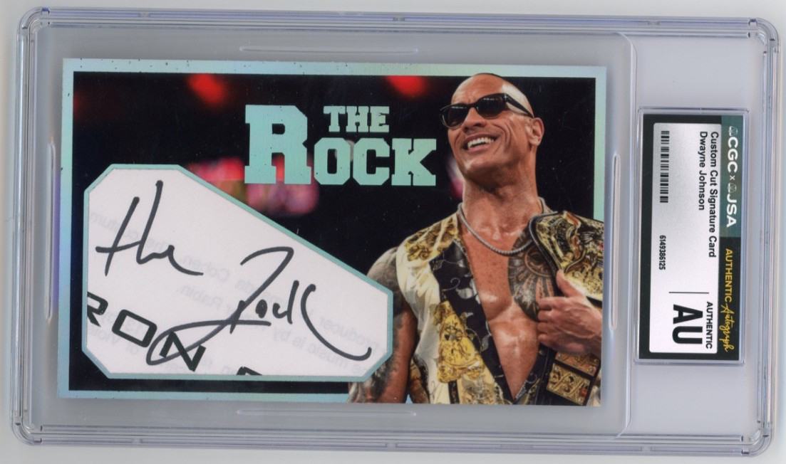 The Rock Signed Custom Cut Wrestling Dwayne Johnson Card JSA CGC Autograph Auto view 1