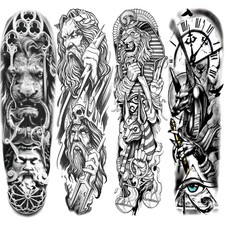 3D Gladiator Temporary Tattoos Sleeve For Men Full Arm, Large Warrior Knight ...