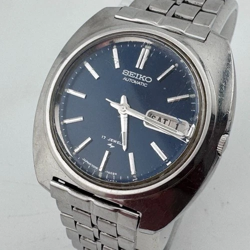 VTG Seiko Self-Winding Automatic Watch 7006-7007 Men 17J Silver Steel Day Date