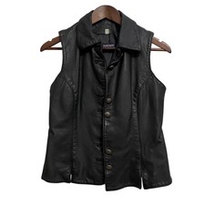 Vintage Genuine Leather Vest Womens M Grunge Biker Indie Steampunk Motorcyle