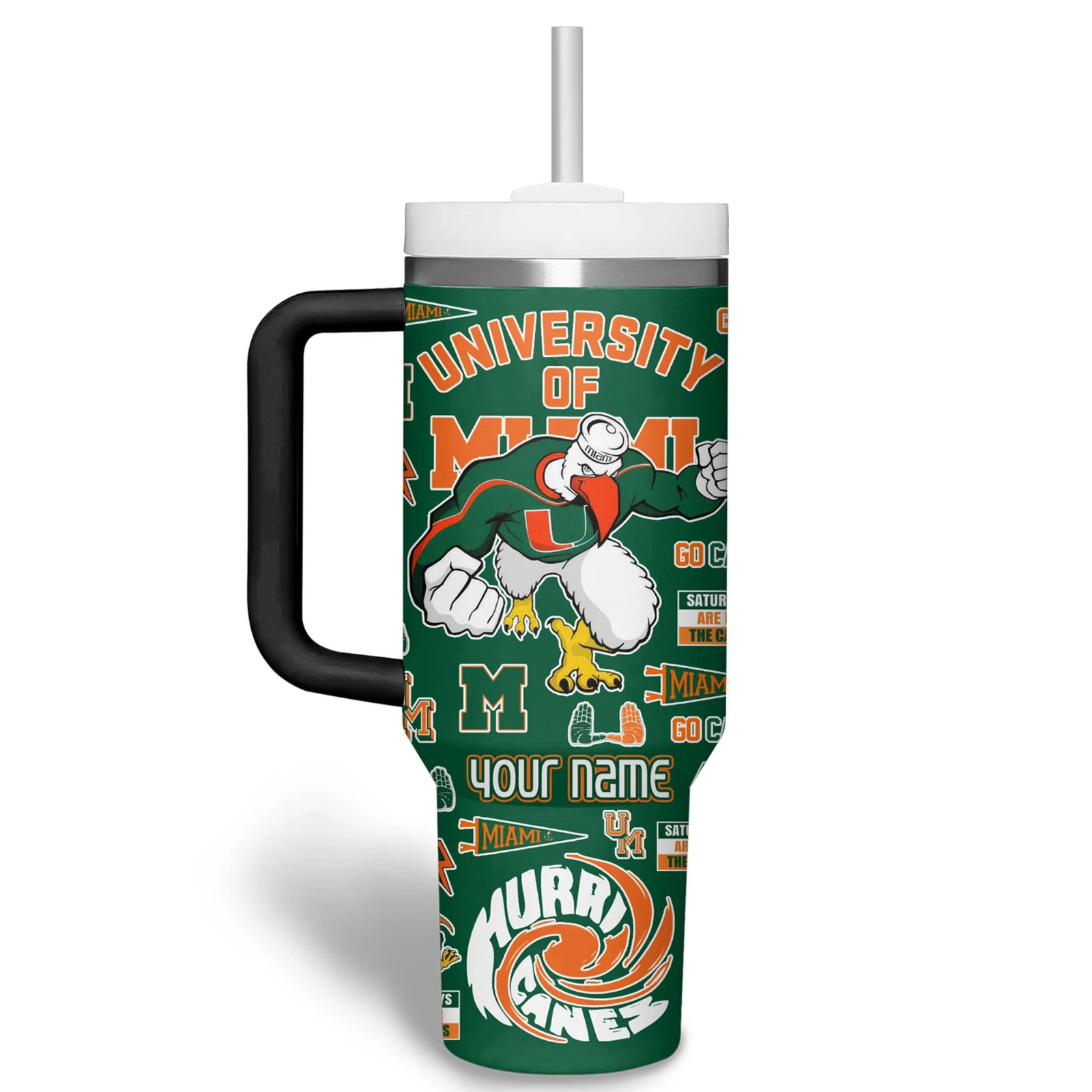 College Football Style Custom Tumbler with Handle 40oz