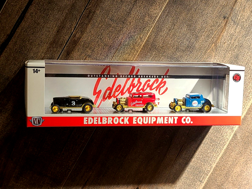 M2 Machines 1:64 Edelbrock Equipment Co. Ford 3-Car Set 36000-HS02 Chase Car - Picture 1 of 3