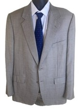 Corneliani Sport Coat EU 54 US 44 Long Beige Houndstooth Line Wool Blend Italy
