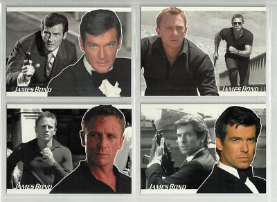 2010 James Bond: Heroes & Villains COMPLETE SET of 4 Promo Cards (P1 P2 P3 CP1)