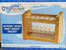 Creative Minds Natural Wood Paint Brush  Holder.  Holds 24 Paint Brushes NEW