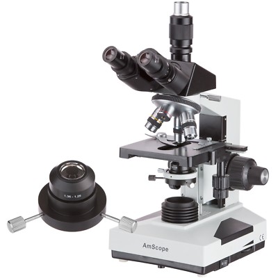 AmScope 40X-2000X Trinocular Compound Darkfield Microscope with Oil Condenser