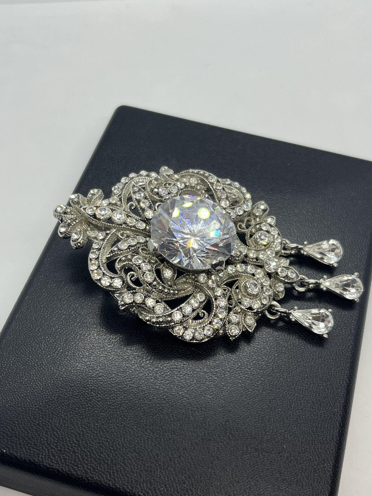 Silver tone clear rhinestone designer inspired br… - image 6