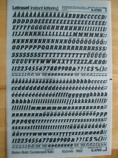 0,1 x Letraset Upp/Low & Num Beton Bold Cond Italic 36pt 10,0 mm Blatt IL4766 *