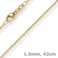 1,5Mm Rund-Ankerkette Aus 750 Gold Gelbgold Kette Collier Halskette, 42Cm, Damen