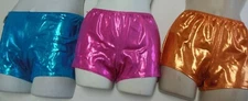 BOOTY SHORTS FOIL METALLIC adult 5 Color Choices JAZZ DANCE CHEER SKATE