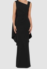 Xscape Women's Black Cape Overlay Asymmetric Neck Sleeveless Gown Dress Size 8