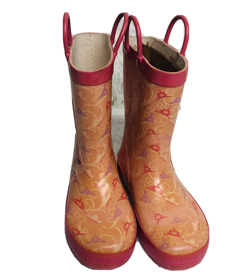 Botas de Lluvia Disney Princess Niñas Rosa Talla 11/12 M Usadas en Excelente Condición Foto 2 de 4