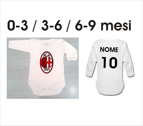 Body neonato BABY T-Shirt MILAN/MILANISTA Maglia Nome Numero Maglietta  3-6-9mesi | eBay