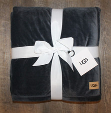 New with Tags UGG Home Velvet SherpaThrow Blanket Navy Blue 50x 70