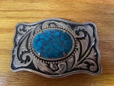 Faux Turquoise Belt Buckle, Western Design