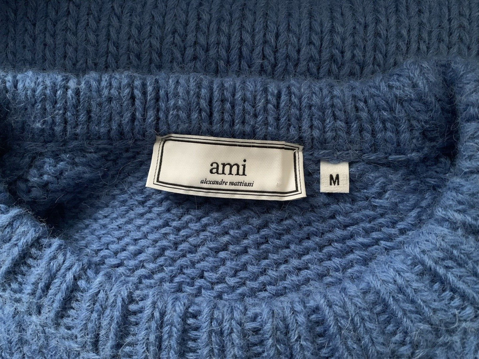 AMI PARIS Men's Blue Alpaca & Merino Wool Knit Jumper MEDIUM Perfect RARE Unisex image 6