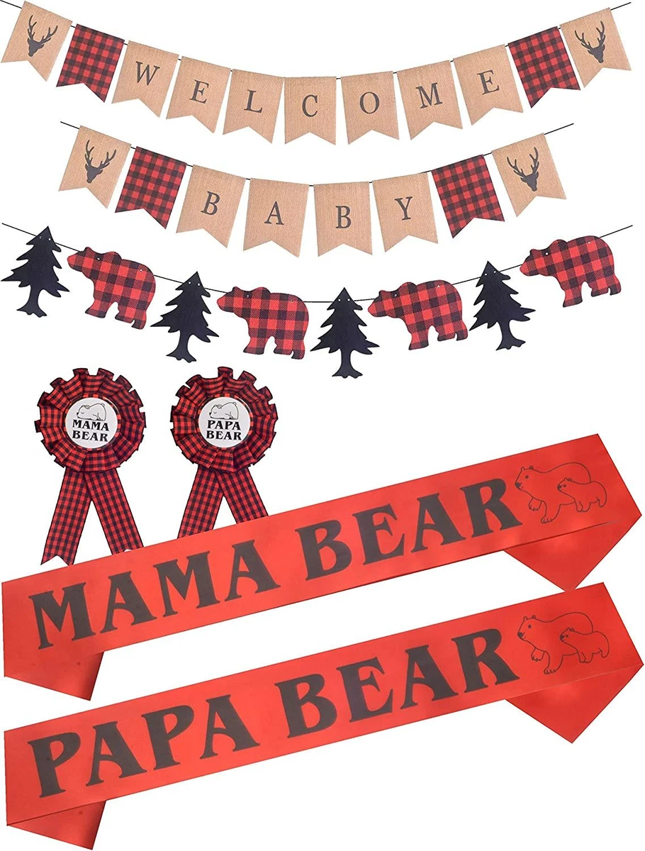 Buffalo plaid baby store shower supplies