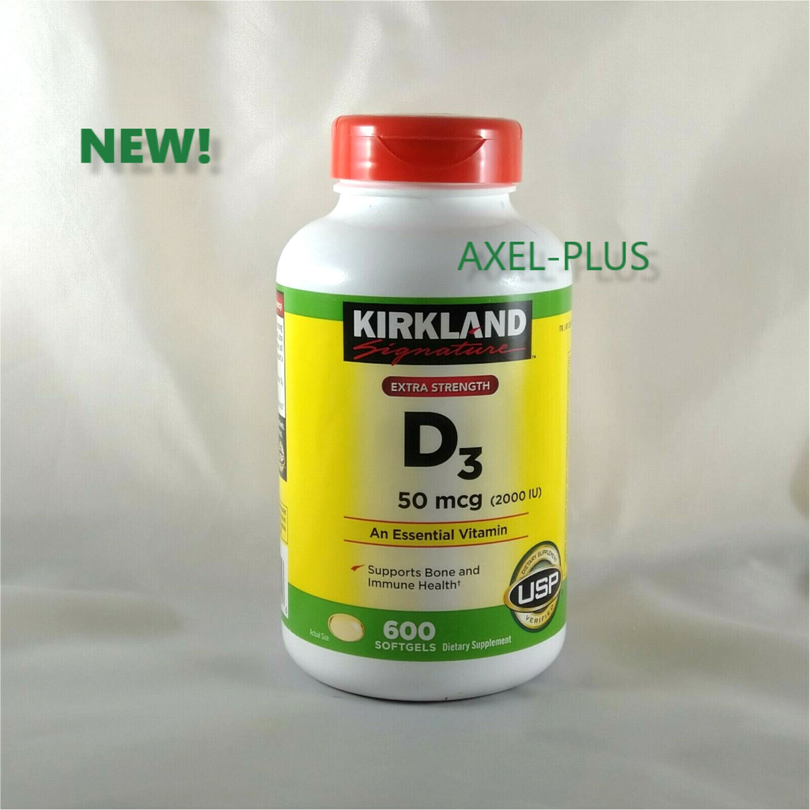 Kirkland Signature Extra Strength D3 50 mcg,(2000 IU) 600 Softgels EXP